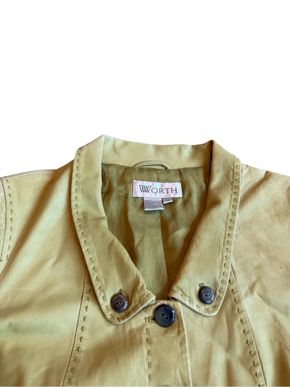 Worth 100% Leather Jacket Bold Green Button-Down Retro Vintage Classic Size 12